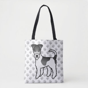 Niedlicher Cartoon-Hund aus schwarzem und weißem D Tasche