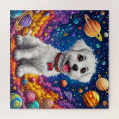Niedlicher Cartoon-Hund im Raum Puzzle (Horizontal)