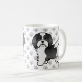 Niedlicher Cartoon-Hund in Schwarz-Weiß Kaffeetasse (VorderseiteRechts)
