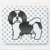 Niedlicher Cartoon-Hund in Schwarz-Weiß Mousepad (Vorne)