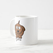 Niedlicher Cartoon Hund mit Knochen Kaffeetasse (Vorderseite Links)