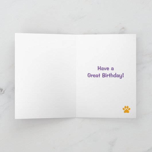 Niedlicher Cartoon Hund mit Lila Geburtsmeldung Karte (Innenseite)