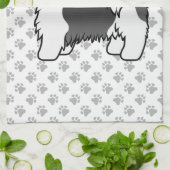 Niedlicher Cartoon-Hund mit schwarzem und weißem S Geschirrtuch (Gefaltet)