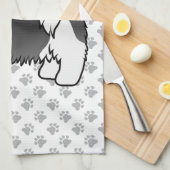 Niedlicher Cartoon-Hund mit schwarzem und weißem S Geschirrtuch (Viertel Falte)