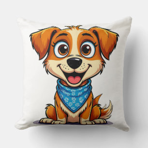 Niedlicher Cartoon Hund trägt eine blaue Bandana Kissen