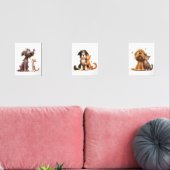 Niedlicher Cartoon Hund und Katze Bilderwand Sets (Wohnzimmer)