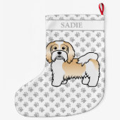 Niedlicher Cartoon-Hund und Name Großer Weihnachtsstrumpf (Rückseite)