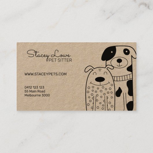 Niedlicher Cartoon Hunde & Katzen Sitzplatz Visitenkarte (Rückseite)