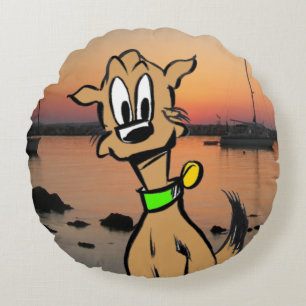 Niedlicher Cartoon Hunde Kinder Rundkissen Rundes Kissen