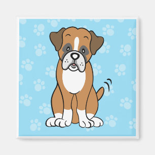 Niedlicher Cartoon-Hundeboxer-Quadrat-Magnet Magnet