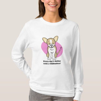Niedlicher Cartoon-Hundechihuahua-lange Hülse T-Shirt