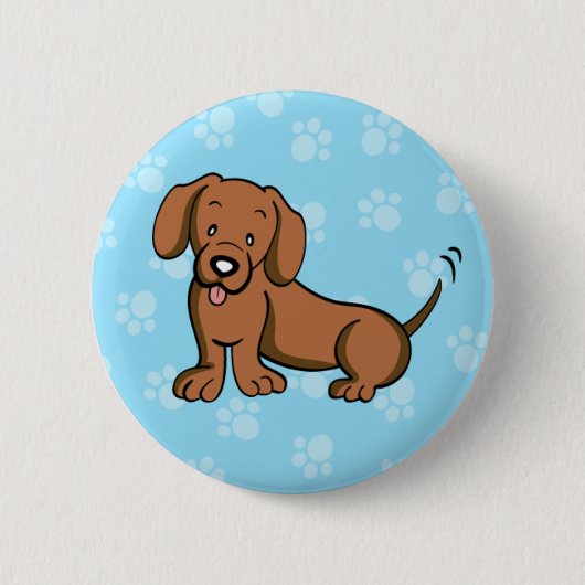 Niedlicher Cartoon-HundeDackel-Knopf Button (Vorderseite)