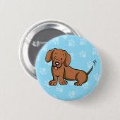 Niedlicher Cartoon-HundeDackel-Knopf Button (Vorne & Hinten)