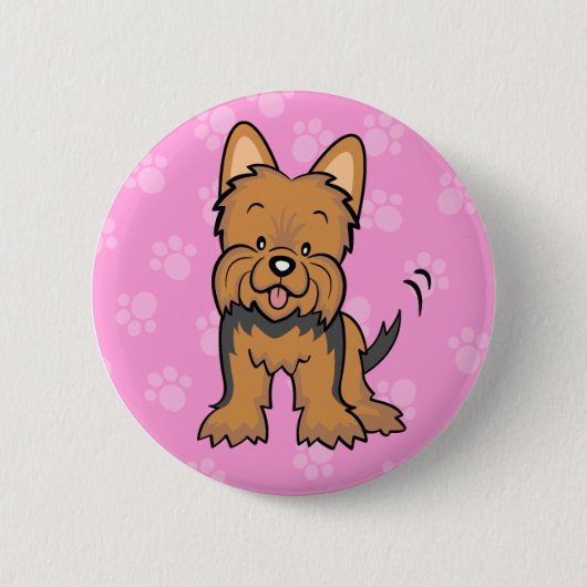 Niedlicher Cartoon-HundYorkie Knopf Button (Vorderseite)