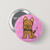 Niedlicher Cartoon-HundYorkie Knopf Button (Vorne & Hinten)