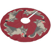 Niedlicher Cartoon Hungerfestungen Wolf Tree Skirt Polyester Weihnachtsbaumdecke (Schrägansicht)