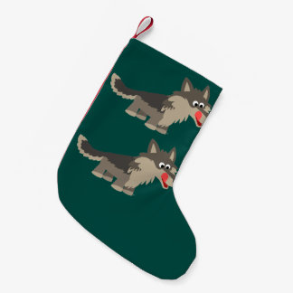 Niedlicher Cartoon Hungerfestungen Wolf Weihnachte Kleiner Weihnachtsstrumpf
