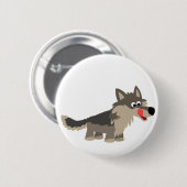 Niedlicher Cartoon-hungriges Wolf-Knopf-Abzeichen Button (Vorne & Hinten)