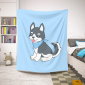 Niedlicher Cartoon Husky Welpenhund auf blau Sherpadecke