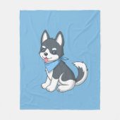 Niedlicher Cartoon Husky Welpenhund Fleecedecke (Vorderseite)
