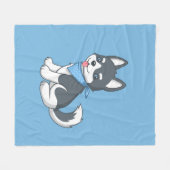 Niedlicher Cartoon Husky Welpenhund Fleecedecke (Vorderseite (Horizontal))
