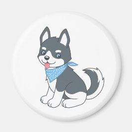 Niedlicher Cartoon Husky Welpenhund Magnet