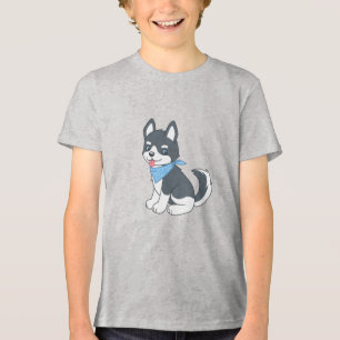 Niedlicher Cartoon Husky Welpenhund Tri-Blend Shirt