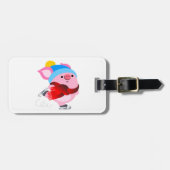 Niedlicher Cartoon Ice Skaten Pig Gepäckstück Gepäckanhänger (Vorderseite horizontal)