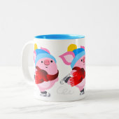 Niedlicher Cartoon Ice Skaten Pig Tasse (Vorderseite Links)