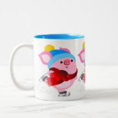 Niedlicher Cartoon Ice Skaten Pig Tasse (Links)
