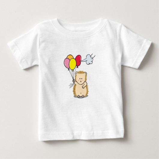 Niedlicher Cartoon-Igel, der bunte Ballone hält Baby T-shirt (Vorderseite)