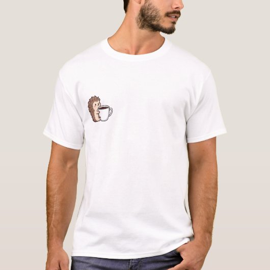 Niedlicher Cartoon-Igel mit Kaffee T-Shirt (Vorderseite)