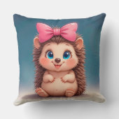 Niedlicher Cartoon Igel mit rosa Bow Kissen (Rückseite)
