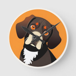 Niedlicher Cartoon Illustration eines Welpen Runde Wanduhr