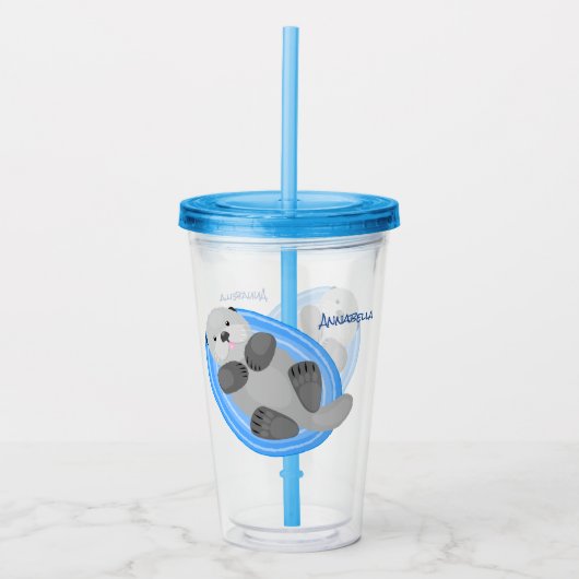 Niedlicher Cartoon-Illustrator Acryltrinkbecher (Vorderseite)