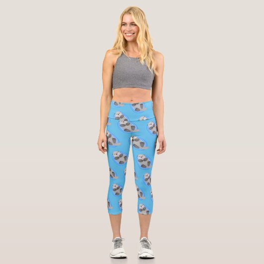 Niedlicher Cartoon-Illustrator Capri Leggings (Vorderseite)