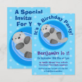 Niedlicher Cartoon-Illustrator Einladung (Vorne/Hinten)