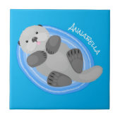 Niedlicher Cartoon-Illustrator Fliese (Vorderseite)