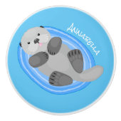 Niedlicher Cartoon-Illustrator Keramikknauf (Vorderseite)