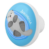 Niedlicher Cartoon-Illustrator Keramikknauf (Rechts)