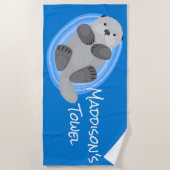 Niedlicher Cartoon-Illustrator Strandtuch (Vorderseite)