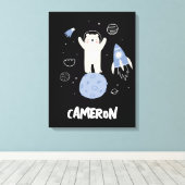 Niedlicher Cartoon im Weltraum Leinwanddruck (Insitu (Holzboden))