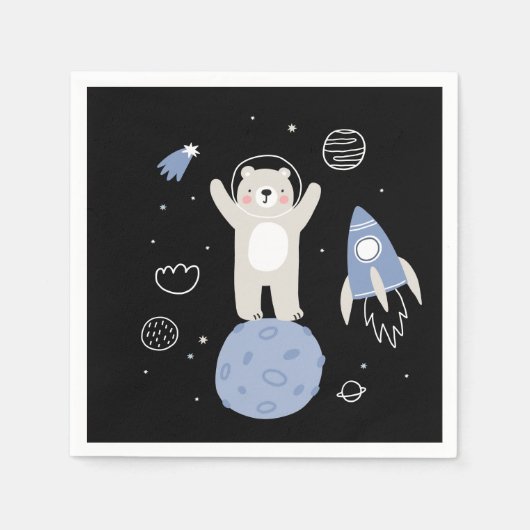 Niedlicher Cartoon im Weltraum Serviette (Vorderseite)