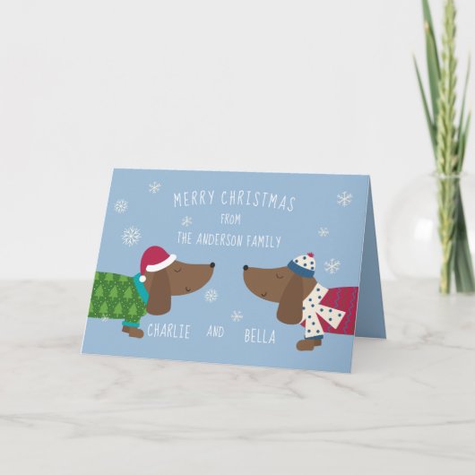 Niedlicher Cartoon in Daschund Karte (Vorderseite)