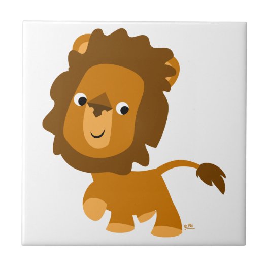 Niedlicher Cartoon Inhalt Lion Tile Fliese (Vorderseite)