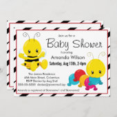 Niedlicher Cartoon Insekten Kinderdusche Einladung (Vorne/Hinten)