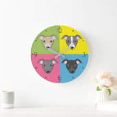 Niedlicher Cartoon Italienische Windhunde bunte Po Große Wanduhr (Zuhause)