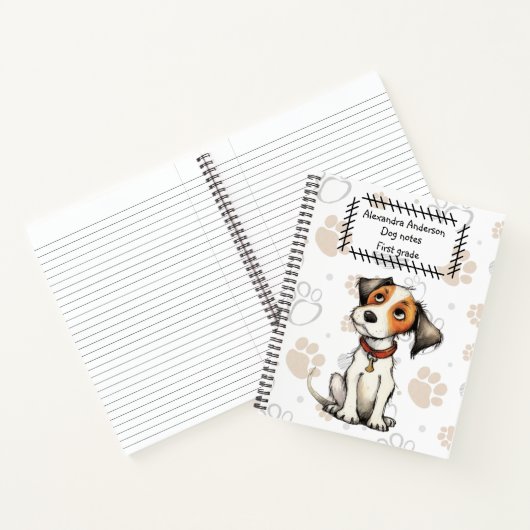 Niedlicher Cartoon Jack Russell Puppy Paw Print Notizblock (Innenseite)