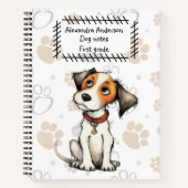 Niedlicher Cartoon Jack Russell Puppy Paw Print Notizblock (Vorderseite)