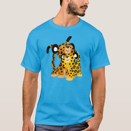 Niedlicher Cartoon Jaguars in Liebe T - Shirt (Vorderseite)